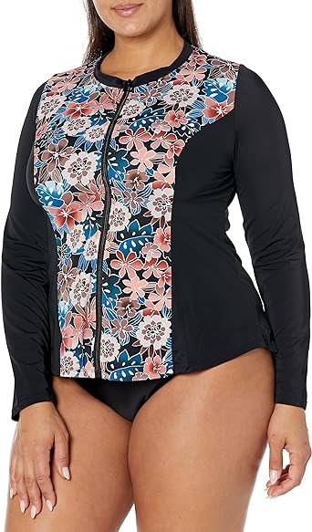 Photo 1 of Women's Plus Fit 4 U Moon Shadow Long Sleeve Swim Shirt, Multi 18W
