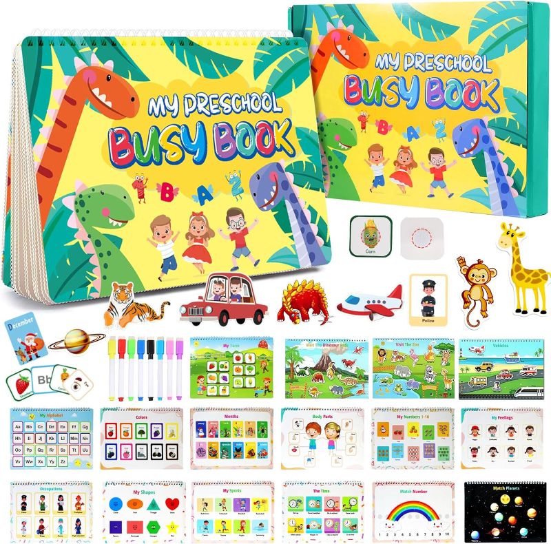 Photo 3 of Busy Book for Toddlers, Montessori Toys for 2 3 4 5 6 Years Old Kids Preschool Learning Activities with 32 Themes, Educational Autism Sensory Travel Toys Christmas Birthdays Gifts for Boys Girls