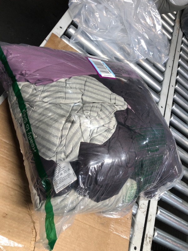 Photo 3 of **READ NOTES***(FOR PARTS ONLY)
Purple Comforter Set King - 7 Pieces Striped Bed in a Bag with Sheets for King Bed, Microfiber Reversible Patchwork Bedding Comforters Set (104" x 90") Purple King