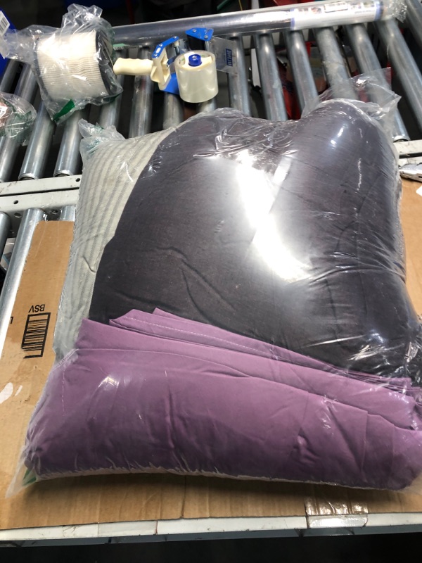 Photo 4 of **READ NOTES***(FOR PARTS ONLY)
Purple Comforter Set King - 7 Pieces Striped Bed in a Bag with Sheets for King Bed, Microfiber Reversible Patchwork Bedding Comforters Set (104" x 90") Purple King