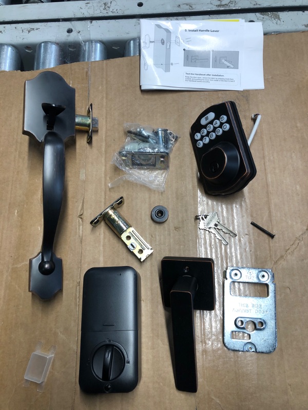 Photo 5 of ***READ NOTES****
Veise Fingerprint Door Lock Set, Keyless Entry Door Lock, Front Door Handle Sets, Electronic Keypad Deadbolt with Lever Handle, 2 Keys, Auto Lock, Code Door Lock, Easy Install, Oil Rubbed Bronze