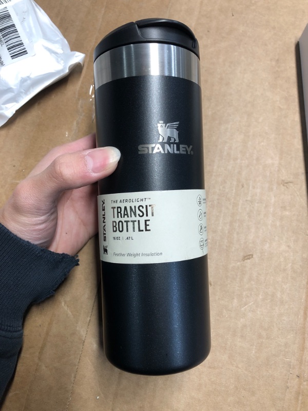 Photo 2 of Stanley AeroLight Transit Bottle, Vacuum Insulated Tumbler for Coffee, Tea and Drinks with Ultra-Light Stainless Steel 16oz Black Glimmer