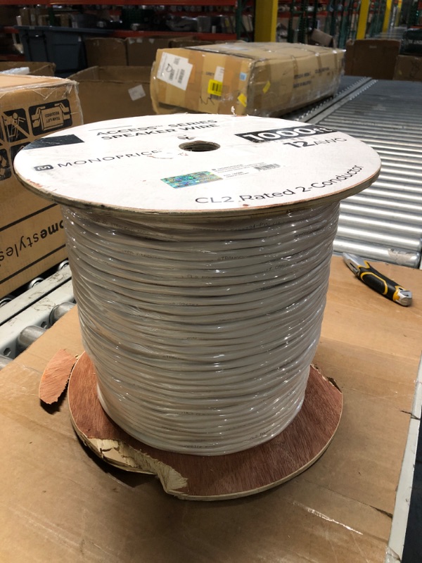 Photo 2 of **READ NOTES***
Monoprice 12 Gauge AWG CL2 Rated 2 Conductor Speaker Wire / Cable - 1000 Feet - White | Fire Safety In Wall Rated, Jacketed In PVC Material 99.9 Percent Oxygen-Free Pure Bare Copper - Access Series 2 1000 Feet White 2