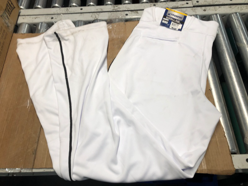 Photo 2 of Champro Adult Triple Crown Open Bottom Piped Baseball Pants for Men White, Black Pipe X-Large