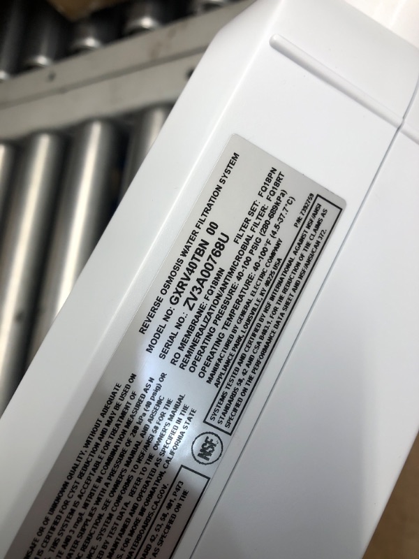 Photo 4 of **READ NOTES**
GE 5-Stage Reverse Osmosis Under Sink Water Filtration System with Faucet | Reduces 95 Impurities Including Lead, Chlorine, Arsenic | Filters (FQ18PN, FQ18MN, FQ18RT) | GXRV40TBN