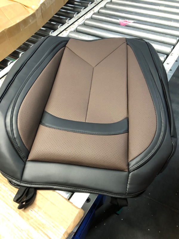 Photo 4 of (INCOMPLETE SET) Car Seat Covers Full Set 3D Foam Back Support, 5 Seats Universal Fit for Most Trucks,Sedan and SUVs, Waterproof Nappa Leather Super Breathable, Storage Bags, All Season, Black+Coffee