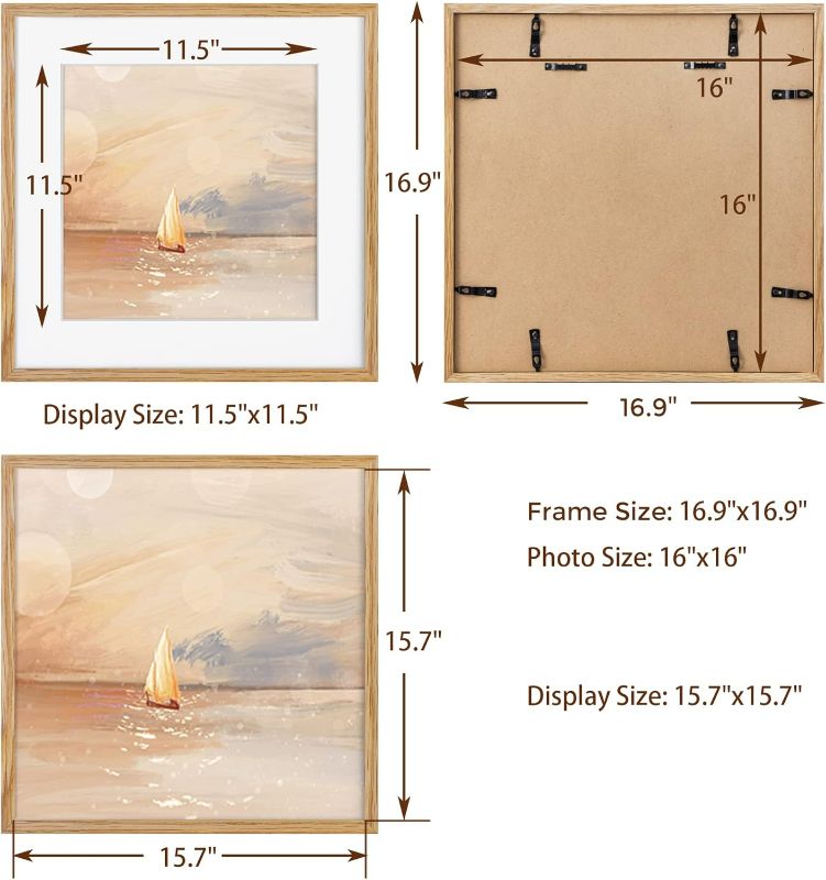 Photo 4 of (READ FULL POST) Americanflat 16x16 Picture Frame in Natural Oak - Photo Frame with Engineered Wood Frame and Polished Plexiglass Cover - Horizontal and Vertical Formats for Wall with Built-in Hanging Hardware
