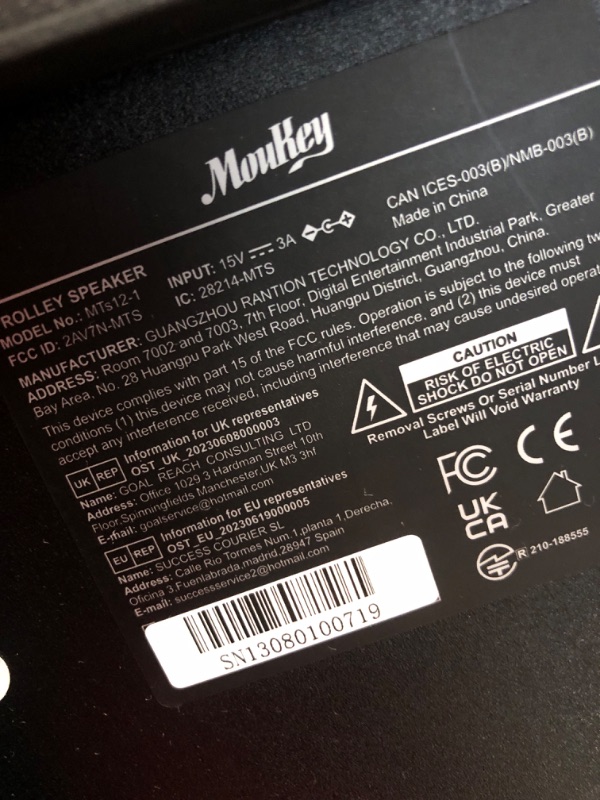 Photo 5 of **READ NOTES***
Moukey Karaoke Machine, 12" Woofer PA System, Portable Bluetooth Speaker with 2 Wireless Microphones, Party Lights and Echo/Treble/Bass Adjustment, Supports TWS/REC/AUX IN/MP3/USB/TF/FM - MTs12-1 12" Woofer Karaoke Speaker