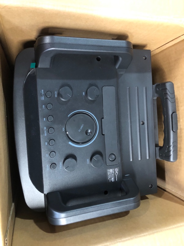 Photo 4 of **READ NOTES***
Moukey Karaoke Machine, 12" Woofer PA System, Portable Bluetooth Speaker with 2 Wireless Microphones, Party Lights and Echo/Treble/Bass Adjustment, Supports TWS/REC/AUX IN/MP3/USB/TF/FM - MTs12-1 12" Woofer Karaoke Speaker