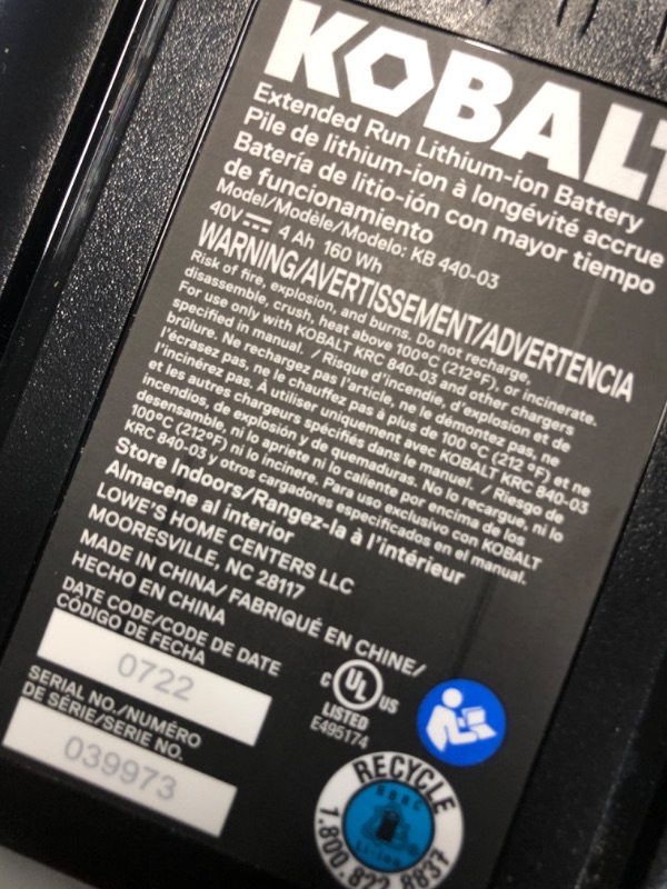 Photo 4 of **NON REFUNDABLE ITEM**(FOR PARTS ONLY)
Kobalt Gen4 40-volt 520-CFM 120-MPH Battery Handheld Leaf Blower 4 Ah (Battery and Charger Included)
