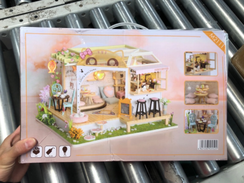 Photo 2 of Flever Dollhouse Miniature DIY House Kit Creative Room with Furniture for Romantic Valentine's Gift (Cat Cafe Garden)