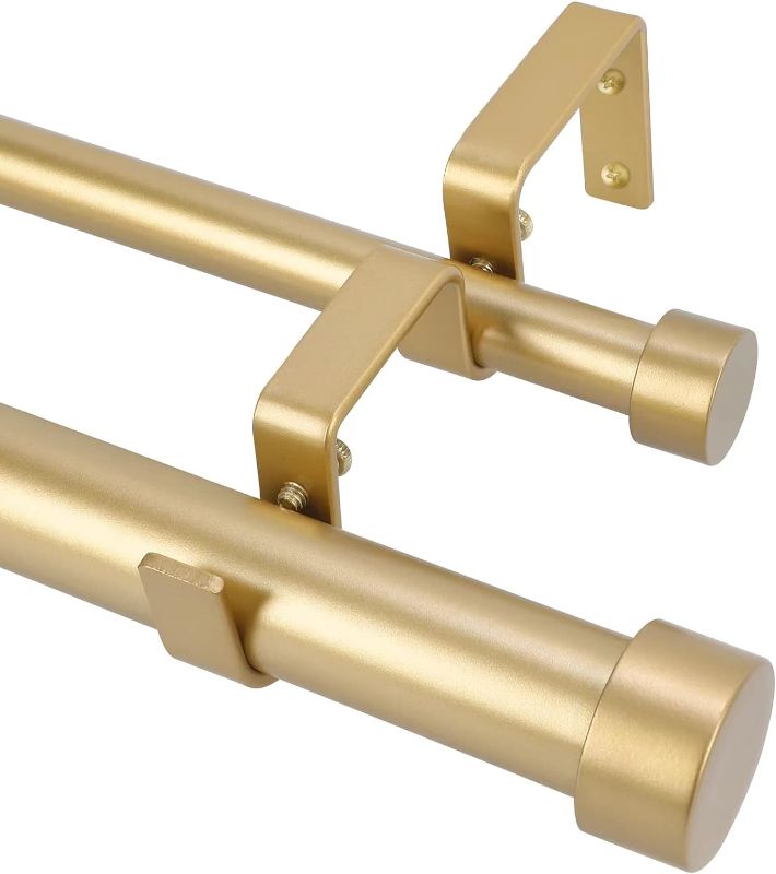 Photo 1 of **NON REFUNDABLE ITEM**(FOR PARTS ONLY)
1 Inch Gold Double Curtain Rods 72 to 144 Inches (6-12 ft), Drapery Rods for Windows, Telescoping Dual Curtain Rod with Luxury Translucent Finials