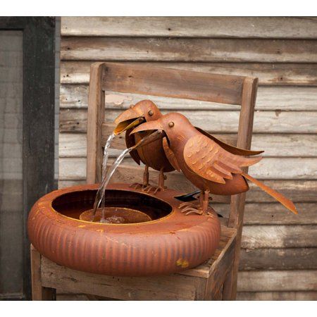 Photo 1 of **(READ NOTES**
Folk Art Crows Fountain - Rust/ Copper
