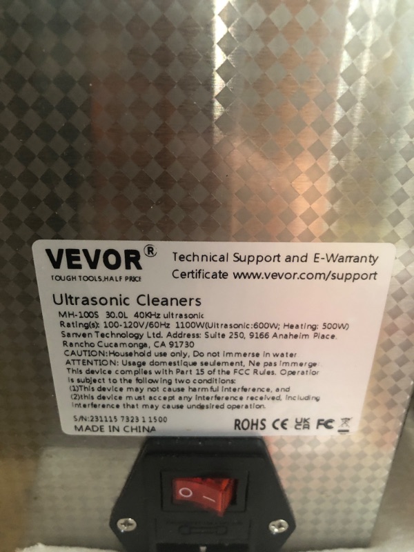 Photo 3 of **PARTS ONLY NON REFUNDABLE** READ NOTES**
VEVOR 22L Industrial Ultrasonic Cleaner with Digital Timer&Heater 