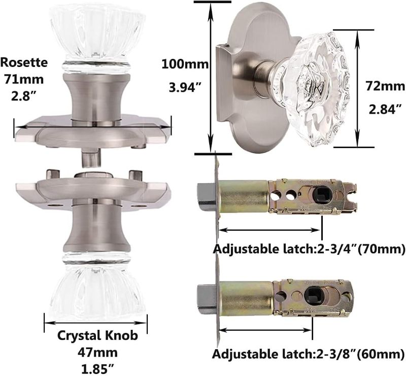 Photo 1 of (see all images)Gobrico Passage Door Knobs with Oval Crystal Style,Keyless Interior Door Handles 