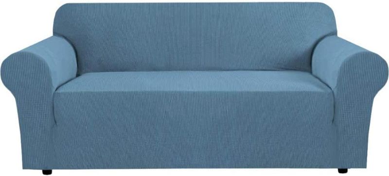 Photo 1 of (READ FULL POST) H.VERSAILTEX Stretch Slip Covers for Sofas/Couches Sofa Slipcovers for Living Room Couch Cover 3 Cushion Sofa Feature Thick Checked Jacquard Fabric with Elastic Bottom, Sofa Large - Dusty Blue