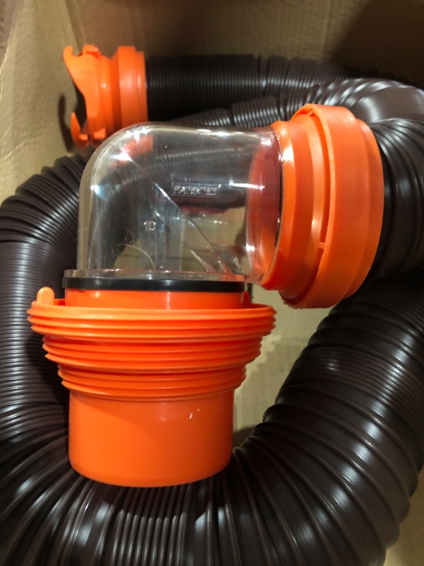 Photo 3 of *****STOCK IMAGE FOR SAMPLE*****
1 - Camco RhinoFLEX 20-Ft Camper/RV Sewer Hose Kit - Features Clear Elbow Fitting w/Removable 4-in-1 Adapter - Connects to 3” Slip or 3”/3.5”/4” NPT Threaded Sewer Connection (39742) 1 Hose