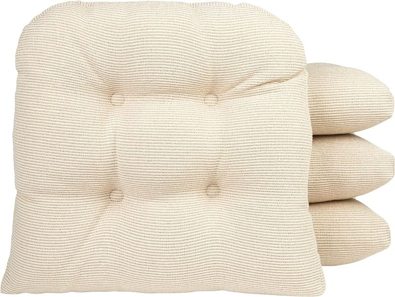 Photo 1 of (READ FULL POST) Klear Vu Gripper Overstuffed Universal Non-Slip Dining Chair Cushions for Kitchen Decor, 15x15 Inches, 4 Count...,Natural