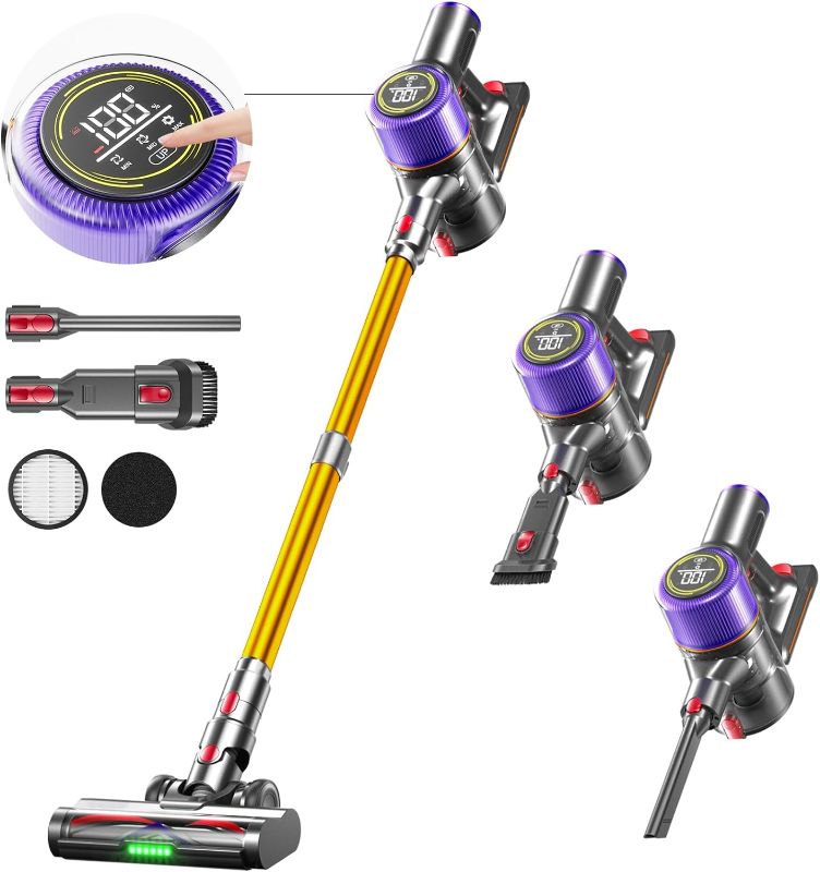 Photo 1 of ***USED**
Cordless Vacuum Cleaner, 38Kpa/450W Vacuum Cleaners for Home with Touch Display,Up to 55 Mins Runtime,1.5L Dust Cup, Anti-Tangle Brush,Lightweight Cordless Stick Vacuum for Hard Floor,Carpet,Pet Hair