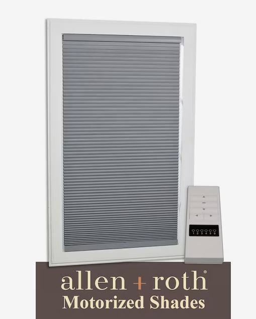 Photo 1 of (READ FULL POST) allen + roth Motorized Cellular Shade 35-in x 72-in Gray Blackout Cordless Motorized Cellular Shade