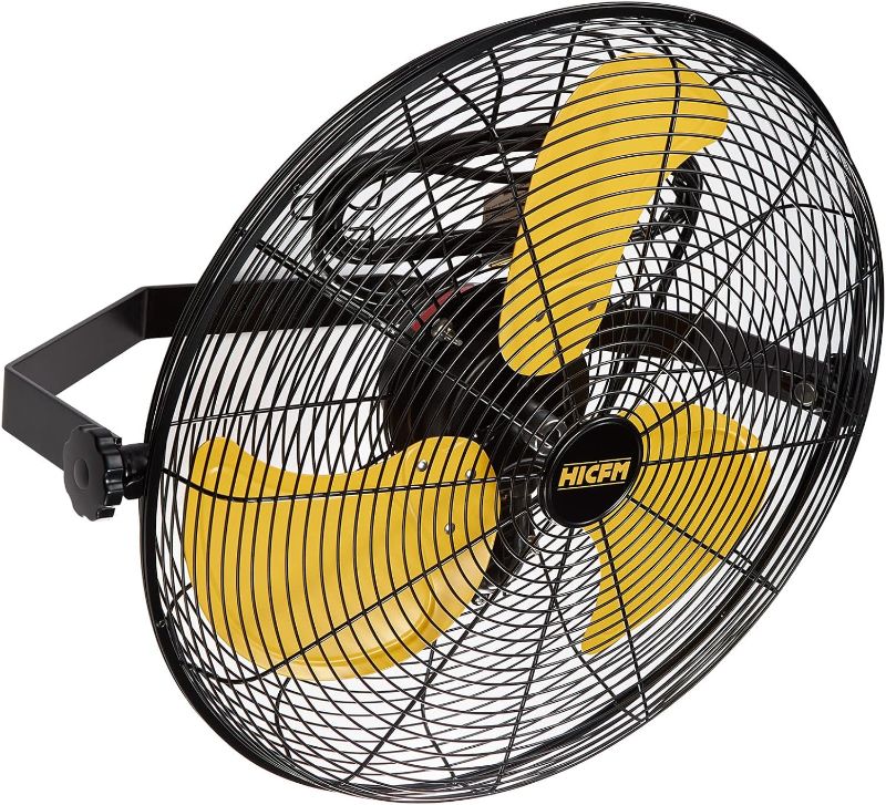 Photo 1 of ***USED - LIKELY MISSING PARTS - UNABLE TO VERIFY FUNCTIONALITY***
4600 CFM 18 inch High Velocity Wall Mounted Fan, TEAO Enclosure Motor, Safety Yellow Blade, 9 FT Cord, 180 Degree Tilting, 3 Speed Industrial Shop Fan for Patio, Garage Use - UL Listed