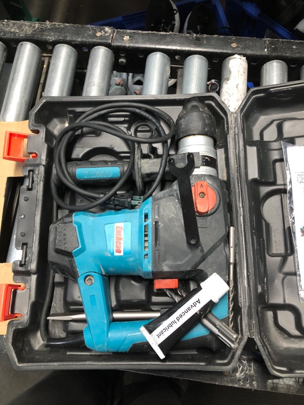 Photo 2 of ENEACRO 1-1/4 Inch SDS-Plus 12.5 Amp Heavy Duty Rotary Hammer Drill, Safety Clutch 3 Functions with Vibration Control Including Grease, Chisels and Drill Bits with Case