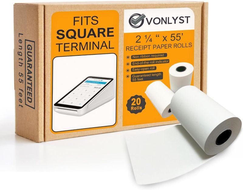 Photo 1 of Vonlyst Receipt Paper Roll for Square Terminal Credit Card Machine (20 rolls)