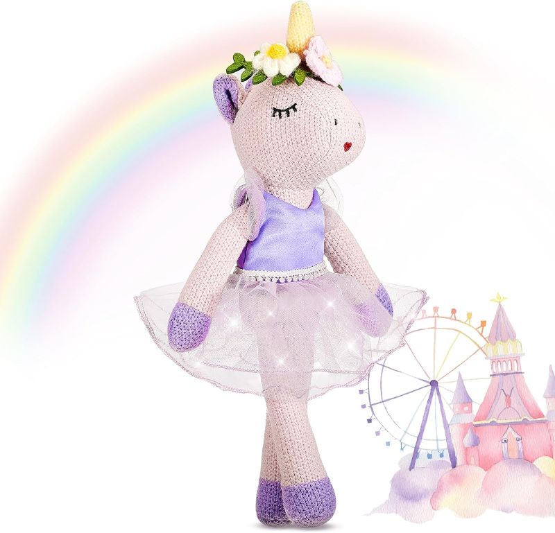 Photo 1 of Shappy Christmas Unicorn Stuffed Animals 17 Inches Ballerina Doll Wool Plush Unicorn Toys for Girls Birthday Gift(Purple)