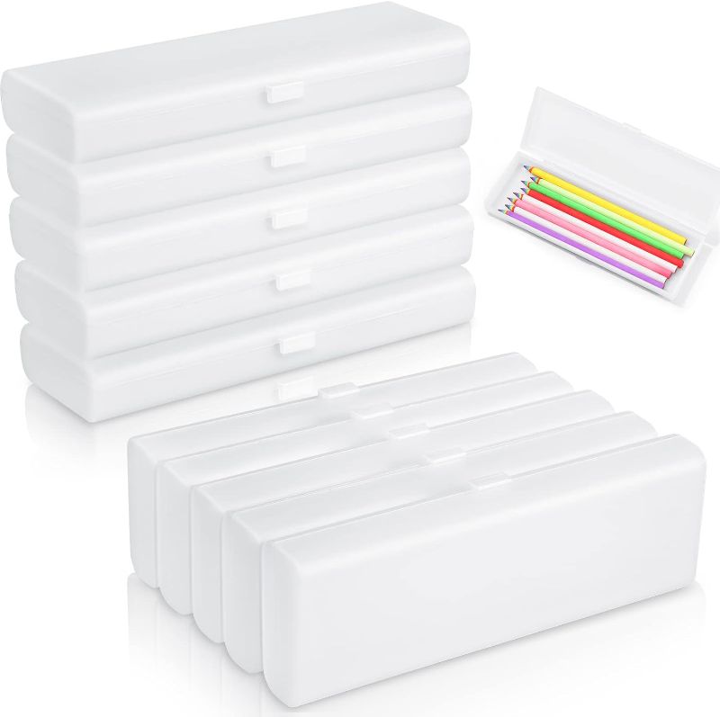 Photo 1 of Yexiya 30 Pack 7.9 x 2.8 x 1 Inch Plastic Pencil Case Pencil Box Plastic Pencil Storage with Hinged Lid for Pencils Pens Crayons School Office Supplies Organization