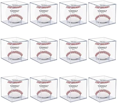 Photo 1 of 12 Pack UV Protected Acrylic Boxes for Display,Clear Display Case Baseball Cube Memorabilia Showcase Autograph Ball Protector