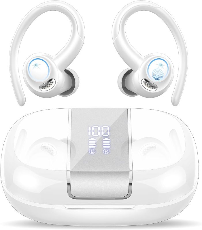 Photo 1 of Headphones Wireless Earbuds Sport, Bluetooth 5.3 Over Ear Buds Stereo Deep Bass Headset with Earhooks, 48H Wireless Earphones with HD Mic, IP7 Waterproof Earbud for Sports/Running/Workout Pink