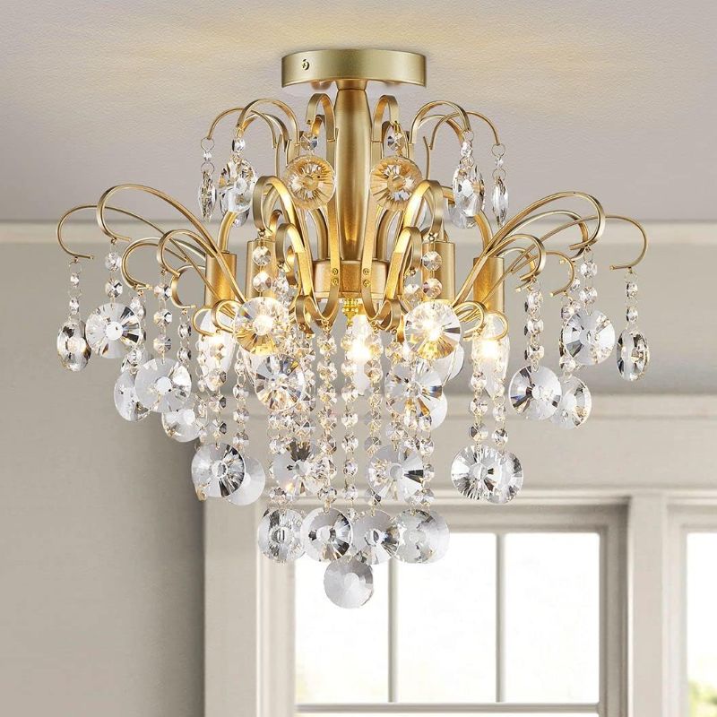 Photo 1 of (similar to stock photo) WUZUPS Crystal Chandelier Flushmount Ceiling Light Modern Lighting Fixture for Bedroom Hallway
