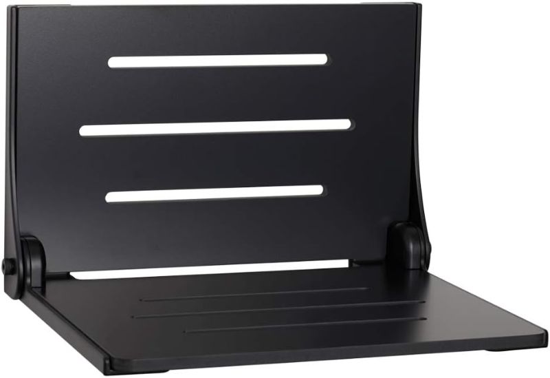 Photo 1 of (similar to stock photo) Folding Wall Mount Shower Bench Seat with Matte Black Frame
