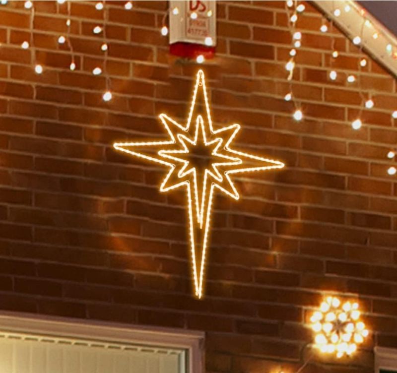 Photo 1 of [Large 43"x32" Twinkle 216 LED Bethlehem Star Neon Motif Super-Bright Warm White LEDs Outdoor Christmas Decoration with 11 Functions and Timer Waterproof for Outdoor Home Party Wall Hanging
