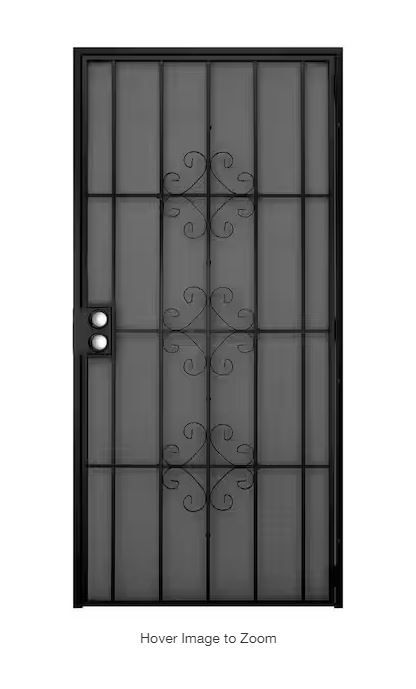 Photo 1 of 36 in. x 80 in. Del Flor Black Surface Mount Outswing Steel Security Door with Expanded Metal Screen