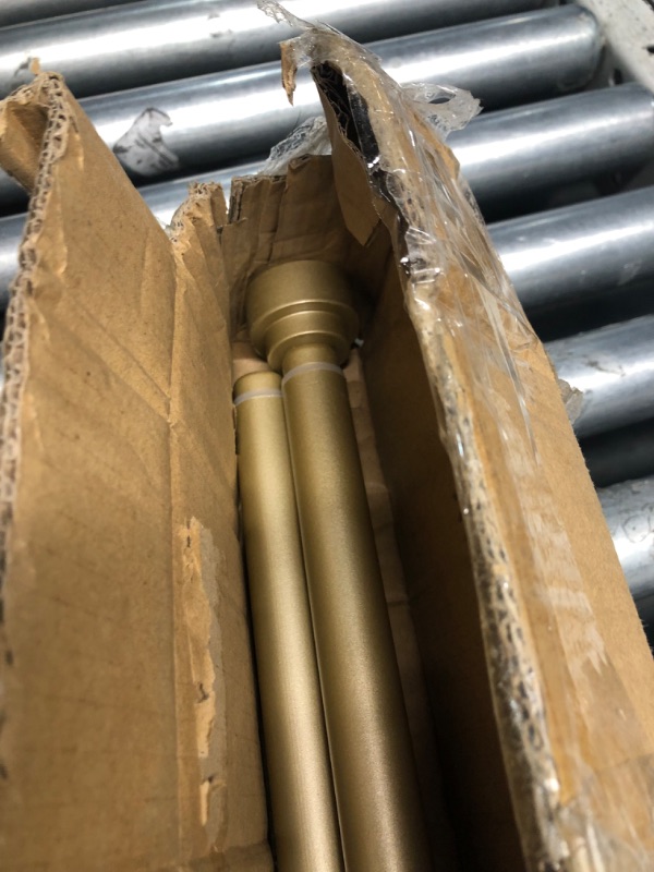 Photo 5 of ***USED - MISSING AN END - OTHER PARTS LIKELY MISSING AS WELL***
2 Pack Heavy Duty 1 Inch Diameter Single Curtain Rods 36-72” Adjustable Window Curtain Rod with Aluminum Alloy Cylindrical Cap Finials, Wall Mount and Ceiling Mount, Light Gold