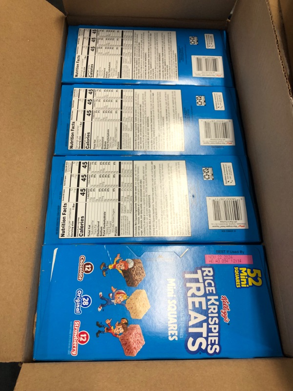 Photo 2 of **non refundable**Rice Krispies Treats Mini Squares, Kids Snacks, Lunch Snacks, Variety Pack, 20.1oz Box (52 Bars) 52 Count Variety 4 pack best by 11/22/24