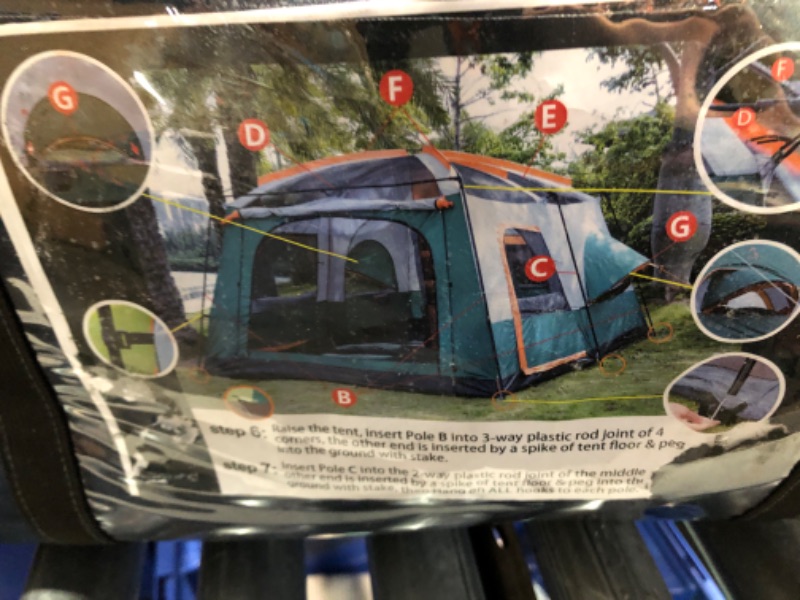 Photo 3 of **READ****NON REFUNDABLE NO RETURNS SOLD AS IS***PARTS ONLY**
**SIMILAR TO STOCK PHOTO*KTT Extra Large Tent 10-12 Person(B),Family Cabin Tents,2 Rooms,Straight Wall,3 Doors and 3 Windows with Mesh,Waterproof,Double Layer,Big Tent for Outdoor,Picnic,Campin