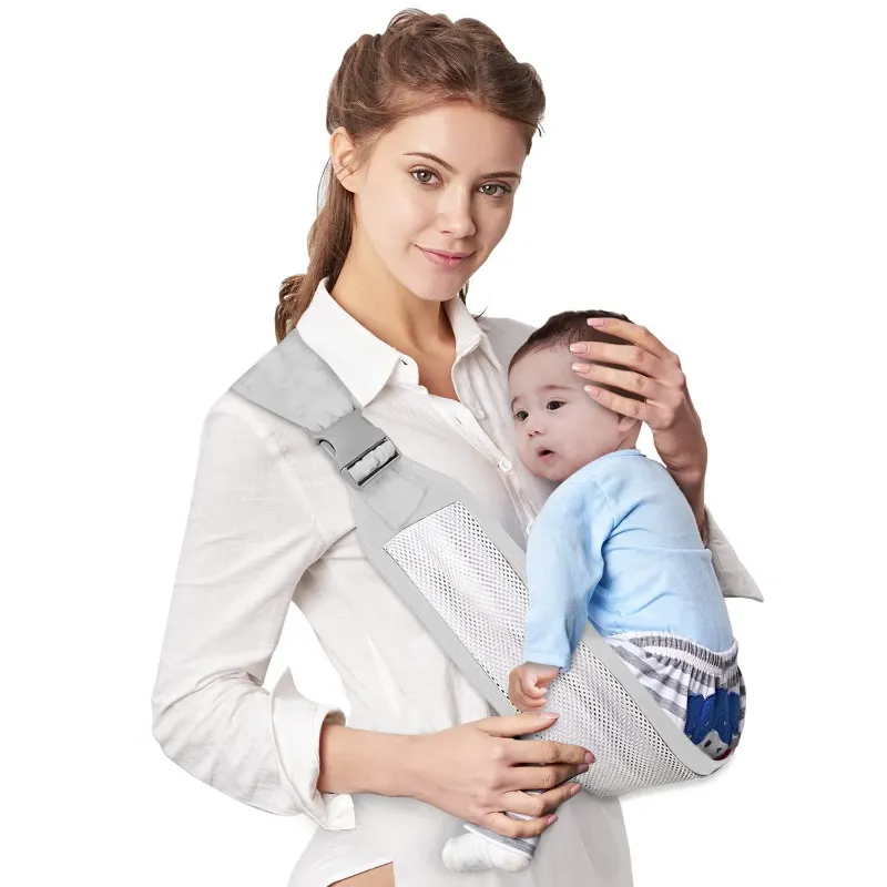 Photo 1 of Baby Sling Carrier, Adjustable One Shoulder Labor-Saving Baby Holder Carrier, Baby Mesh Half Wrapped Sling Hip Carrier for Newborn to Toddler?Grey)