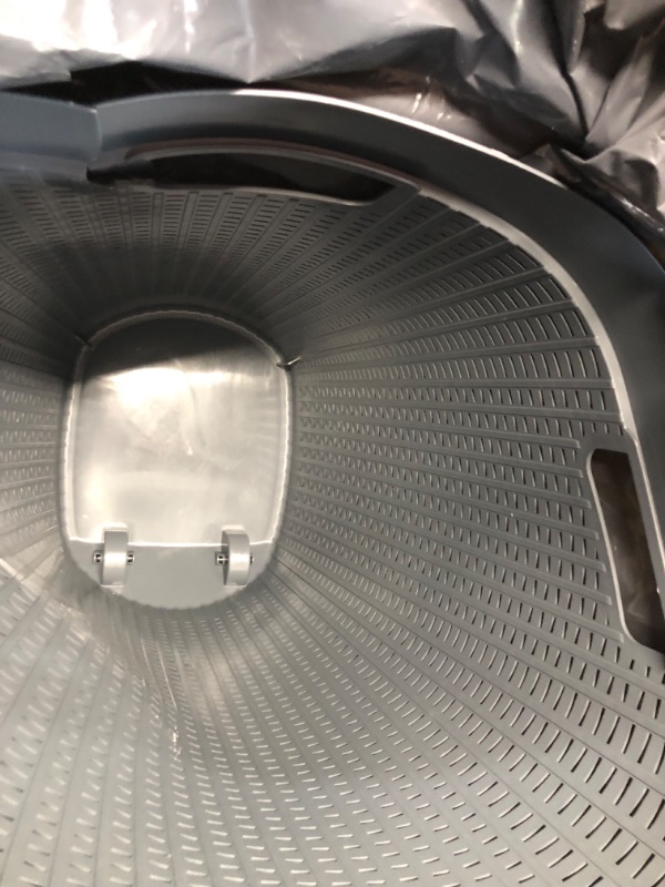 Photo 1 of **Major Damage- cracked handles**
Mind Reader Rolling Laundry Basket, Wheeled Ventilated Hamper with Cutout Handles, 60 Liter with Wheels Gray