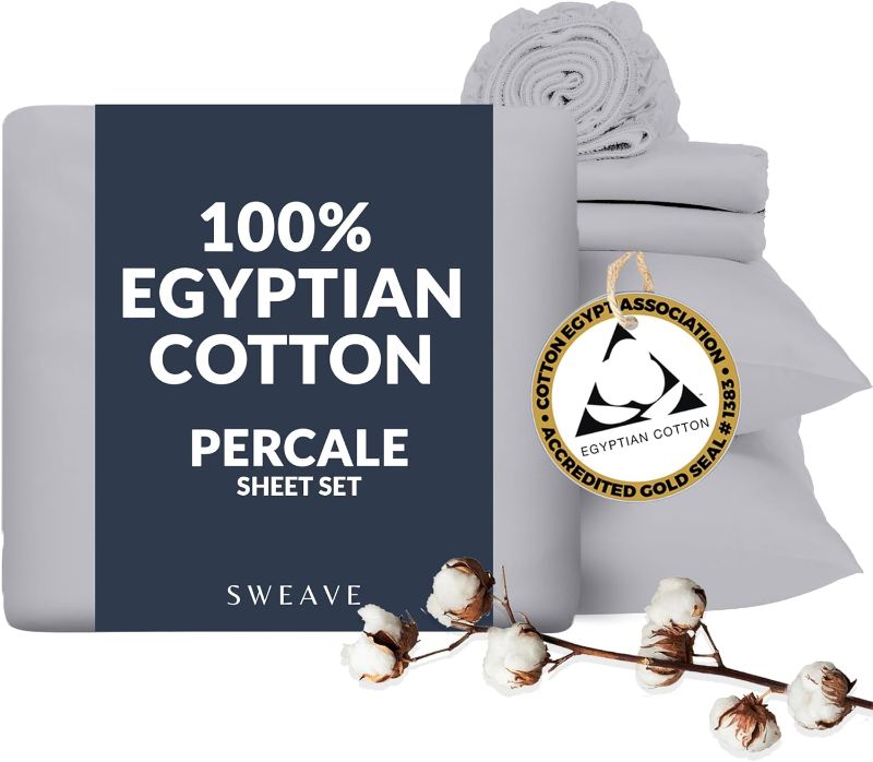 Photo 1 of *****STOCK IMAGE FOR SAMPLE*****
100% Egyptian Cotton Percale Sheets Full Size - Genuine Luxurious 400 Thread Count - Naturally Crisp, Breathable, Skin-Friendly & Cooling - Softer After Each Wash - Oeko-TEX Certified Giza Dark Gray
