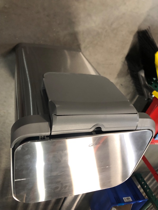 Photo 1 of ***HEAVILY USED - LID BROKEN - SEE PICTURES***
Glad Stainless Steel Step Trash Can with Clorox Odor Protection | Large Metal Kitchen Garbage Bin with Soft Close Lid, Foot Pedal and Waste Bag Roll Holder, 20 Gallon, All Stainless All Stainless 20 Gallon Tr