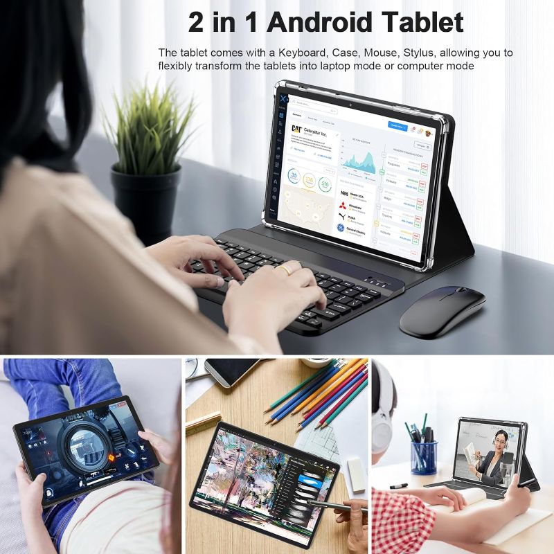 Photo 1 of (IMPORTANT SEE NOTES) 
Tablet with Keyboard, 2 in 1 Tablet, 6GB+128GB, 1TB Expand, Android 12 Tablet, 1