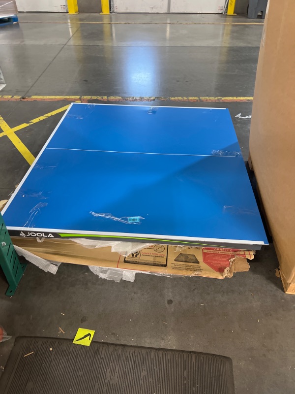 Photo 2 of ***MINOR DAMAGE FROM USE/ MISSING LEGS**
OOLA Inside - Professional MDF Indoor Table Tennis Table with Quick Clamp Ping Pong Net and Post Set - 10 Minute Easy Assembly - Ping Pong Table with Single Player Playback Mode