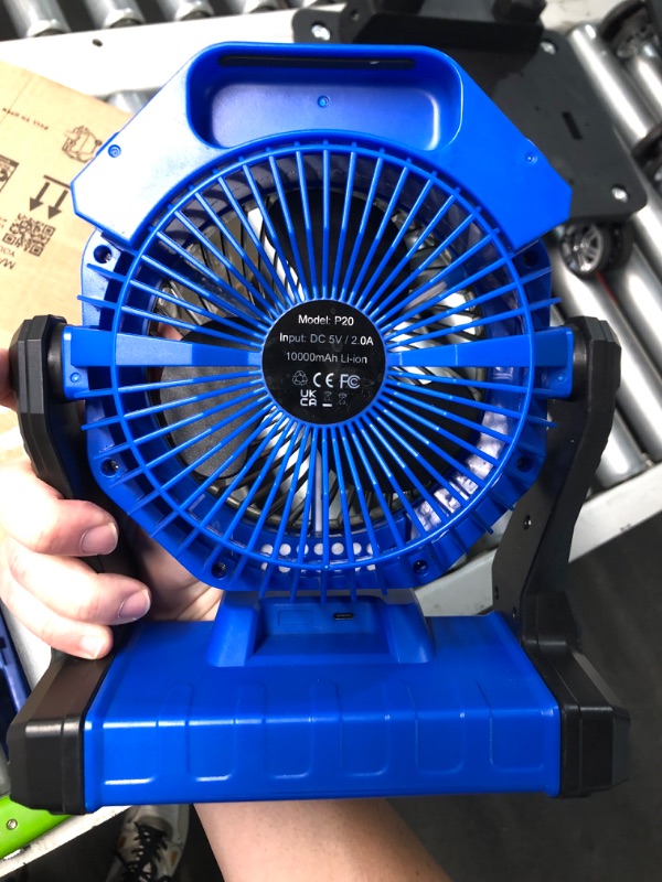 Photo 3 of (READ FULL POST) Camping Fan, Misting Fan Portable with Light & 250ml Water Tank, 10000mAh 8 Inch Battery Operated Rechargeable Fan, Cooling Fan with Hook, Outdoor Fans for Patios, Tents, Travel, Beach Blue