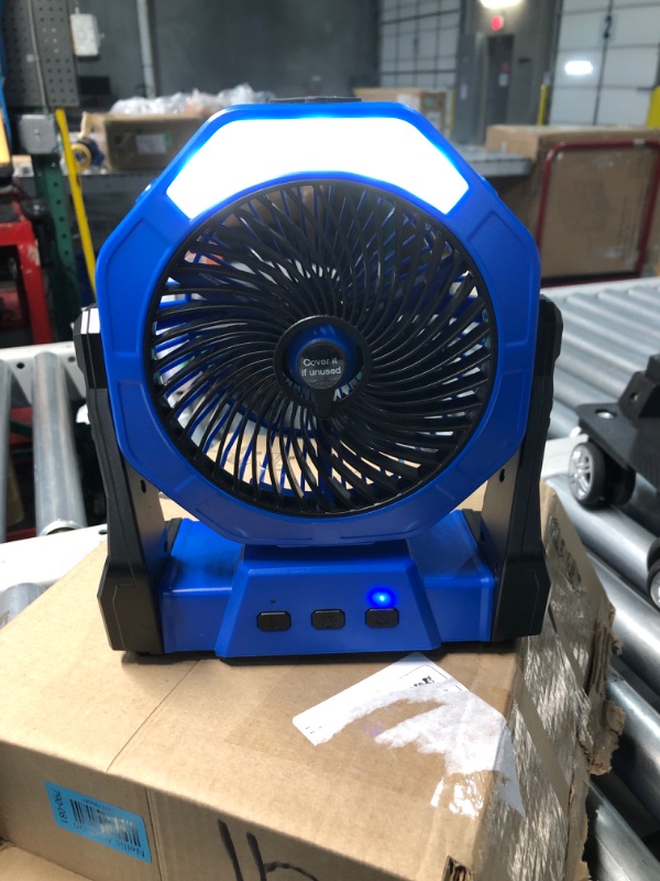 Photo 2 of (READ FULL POST) Camping Fan, Misting Fan Portable with Light & 250ml Water Tank, 10000mAh 8 Inch Battery Operated Rechargeable Fan, Cooling Fan with Hook, Outdoor Fans for Patios, Tents, Travel, Beach Blue