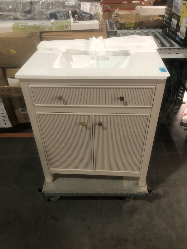 Photo 2 of ***SEE NOTES*** allen + roth Sandbanks 30-in Greige Undermount Single Sink Bathroom Vanity with White Engineered Stone Top