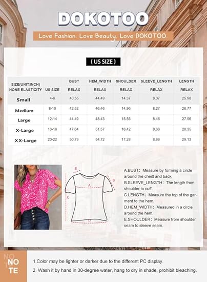 Photo 2 of (READ FULL POST) Dokotoo Womens Ladies Plus Size Summer Tops V Neck Chiffon Blouses Casual Smocked Short Sleeve Tee Shirts 2024 Trendy Work Business Bohemian Top Large Pink