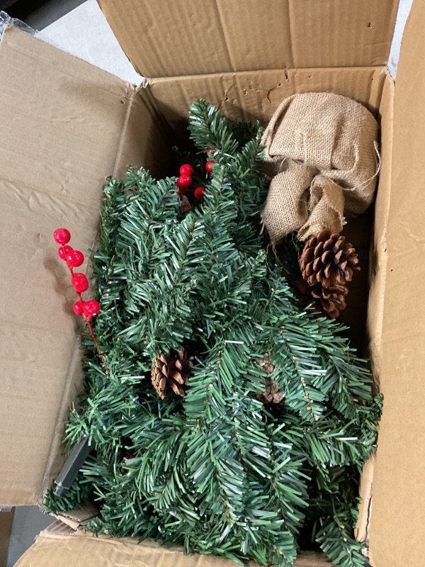 Photo 3 of *****STOCK IMAGE FOR SAMPLE*****SEE NOTES***
3ft Pre-lit Mini Christmas Tree,Artificial Pine 121 PVC Branches Tips with 11 Red Berries & 11 Pinecone & 70 LED String Lights & Burlap Wrapped Base Decor Xmas Tree for Tabletop,Battery Operated