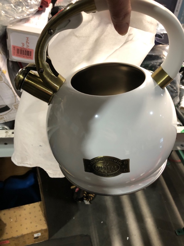 Photo 2 of ***(MISSING LID)****
SUSTEAS Stove Top Whistling Tea Kettle - Food Grade Stainless Steel Teakettle Teapot with Cool Touch Ergonomic Handle, With 1 Silicone Pinch Mitt Included, 2.64 Quart(WHITE)